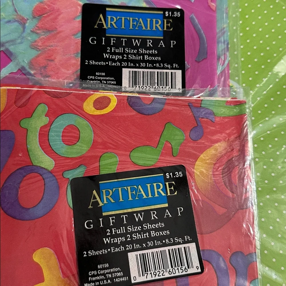 Lot Of 11 Packages Of Various Gift Wrap Wrapping Paper Sheets Vtg Retro 80’s 90s
